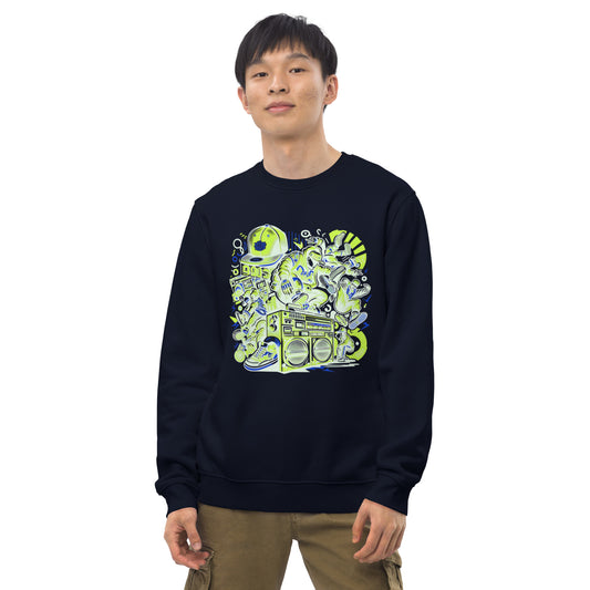 PE003.2 - Unisex Bio-Pullover - Sweater - Sweatshirt - Graffiti Street Style 1 - neon gelb logo